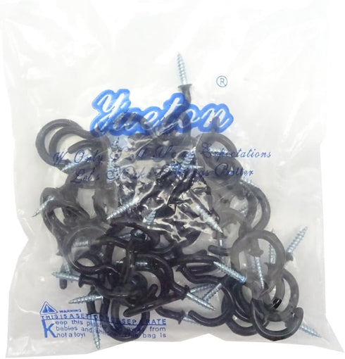 Yueton 50pcs Vinyl Coated Screw-in Ceiling Hooks Cup Hooks (Black)...