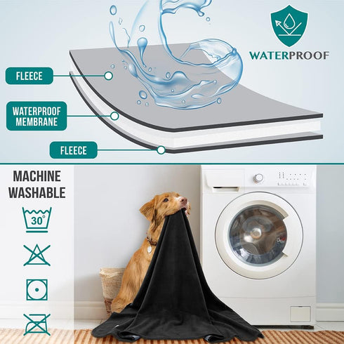 PetAmi Waterproof Dog Blanket for Small Medium Pets Dogs Cats, Pet Couch Cover Protector for Furniture, Reversible Washable Soft Fleece Cat Blanke...