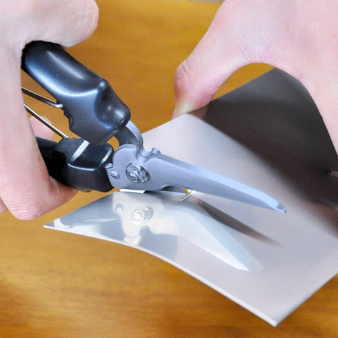 CANARY Heavy Duty Scissors with Wire Cutter 7.5" All Purpose Industrial Hand Shears for Metal, Wire, Cardboard, Leather, Rubber, Spring Loaded Han...