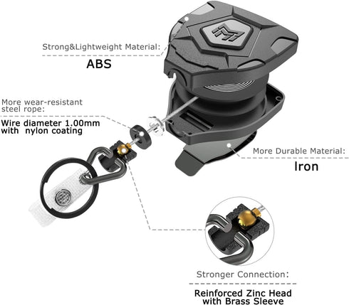 MNGARISTA Heavy Duty Retractable Keychain with Belt Clip, Retractable ID Badge Reel, Retractable Badge Holder with 31.5” Steel Cord and Key Ring, ...