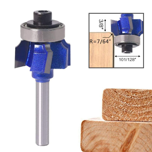 Mesee 4 Teeth R3 Industry Grade Carbide Roundover Router Bit, 1/4 Inch Shank Corner Rounding Curved Edge Forming Trimming Cutter Woodworking Milli...