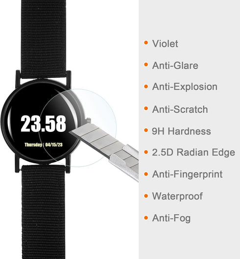 5pcs Watch Glass Screen Protectors 36.5mm Violet Tempered Glass High AL Anti-Glare 9H Hardness 2.5D Anti-Scratch Anti-Explosion Smartwatch Screen ...