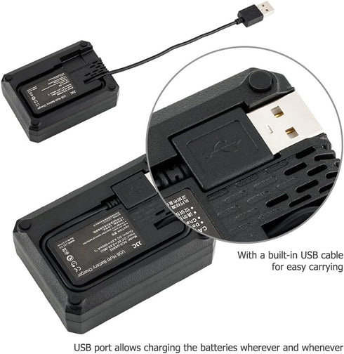 JJC DB-110 Battery Charger USB Multi-Slot for Ricoh GR IIIx HDF GRIIIx GR3x GR III HDF GRIII GR3 WG-6 G900, LI-90B LI-92B Battery Charger for Olym...