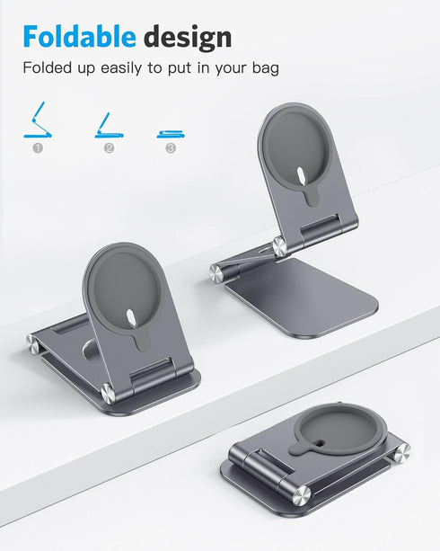 OMOTON Stand for MagSafe Charger, Foldable Phone Stand Holder for MagSafe Accessories, Not Include Charger or Cable, Compatible with iPhone 16/15/...