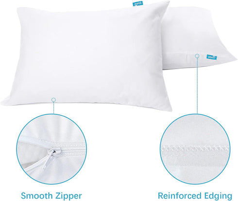 Toddler Pillowcase 4 Pack Waterproof Pillow Protector Zippered Pillow Cover Fit for Toddler Pillow 13"x18" & 14"x19", White Pillow Cases Toddler P...