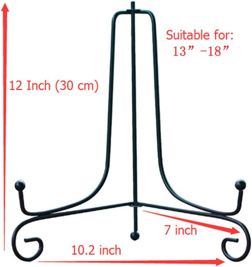(2 pack) Iron Display Stand, Black Iron Easel Plate Display Photo Holder Stand, Displays Picture Frames, Cookbooks, Decorative Plates, Tablets and...