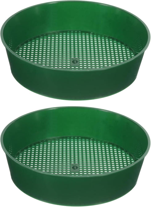 PATIKIL Garden Soil Sifter 8" Dia 1/8" Mesh Screen, 2 Pack Plastic Sand Sieve Sifting Pan Tool for Plant Gardening Flower Nursery, Green...