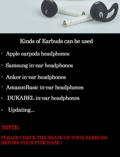 DUKABEL Ear Hook Covers for Earbud Headphones, 5 Pairs Soft Silicon Earhooks Ear Loops with Wings Compatible with Apple Airpods, Samsung Earbuds(B...