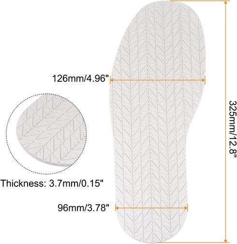 1Pair Shoe Bottom Full Sole Replacement 3.7mm Thickness Rubber Repair Non-Slip for Flat Shoe, White...