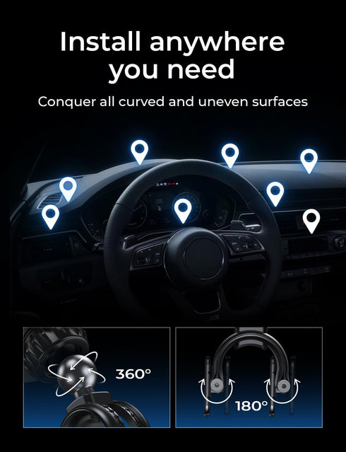 LISEN Magnetic Car Phone Mount for iPhone and Android with 6 Magnets and Adjustable Arch Design, Black...