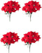 Juvale 4 Pack Poinsettias Artificial Christmas Flowers - Lifelike Red Poinsettias with Velvety Petals for Holiday Decor, Wreaths, and Centerpieces...
