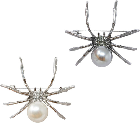 yueton 2Pack Spider Brooch Pins Exquisite Black and Silver Spider Brooch Pins Gothic Personalized Brooches Halloween Pin Accessories for Women...