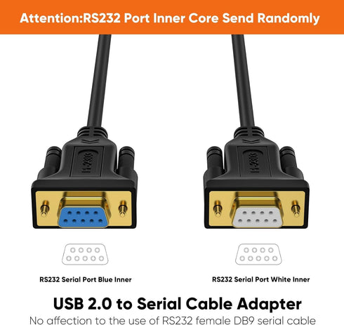 CableCreation USB to RS232 Adapter with PL2303 Chipset, 6.6ft USB 2.0 Male to RS232 Female DB9 Serial Converter Cable for Cashier Register, Modem,...