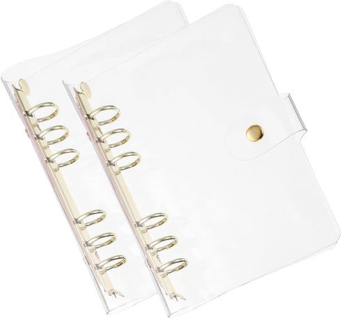 PATIKIL A6 Clear Binder Cover, 2Pcs Soft PVC Loose Leaf Binder Protector Refillable Notebook Shell with Snap Button Closure 6 Ring for DIY Meeting...