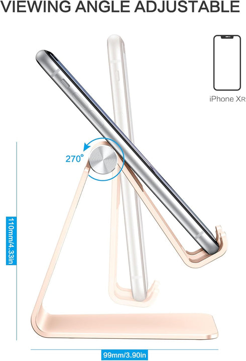 OMOTON Adjustable Cell Phone Stand, C2 Aluminum Desktop Phone Dock Holder Compatible with iPhone 15 14 13 Pro, SE, XR, 8 Plus 7 6, Samsung Galaxy,...