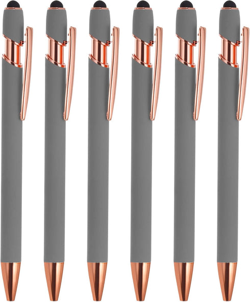 PATIKIL Ballpoint Pen with Stylus Tip, 6 Pack 2 in 1 Metal Pen Black Ink 1.0mm Medium Point Stylus Pen for Touch Screens Style 2, Gray......