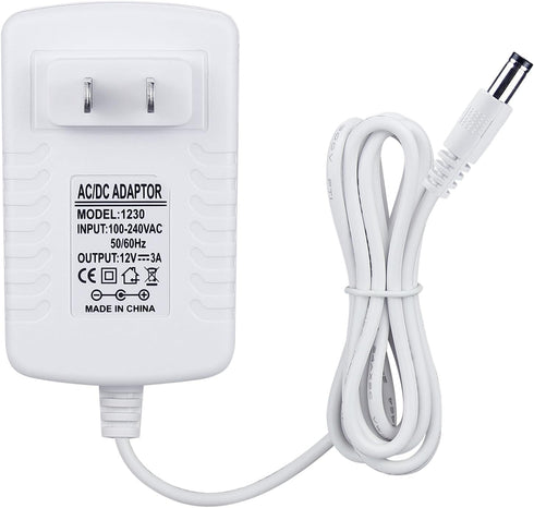 12V 3A Power Cord Replacement for 4moms mamaRoo 4, RockaRoo Baby Swing, AC Adapter Charger White...