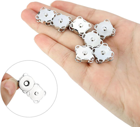 20 Sets Plum Magnetic Snaps Buttons for Sewing Supplies 15mm Purse Snap Clasps Button for Sewing, Craft, Bags, Clothes, Leather (Silver)...