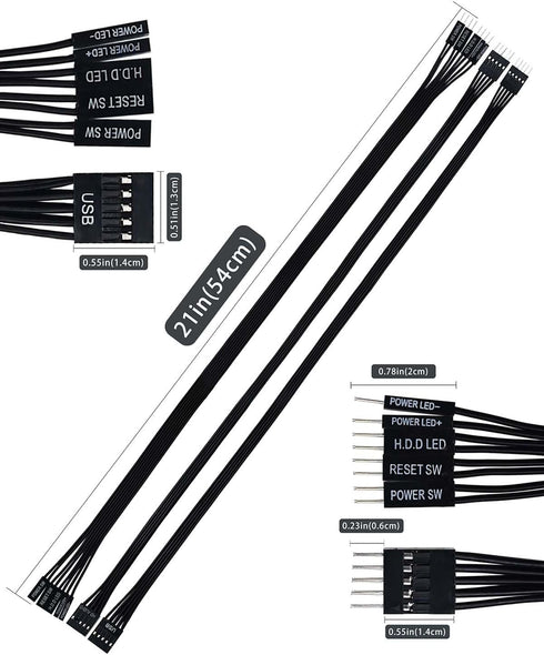 COMeap Front Panel Connector, Motherboard Extension Cable Set with Front Panel Extension Plug POWE LED+/-, HDD LED, Power SW, Reset SW,HD Audio,Fr...