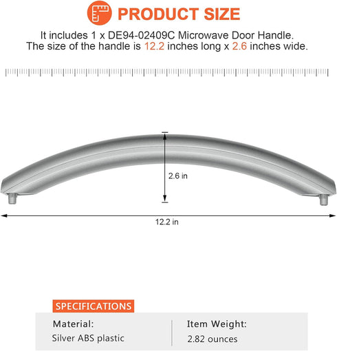 Beaquicy 2025 Upgraded DE94-02409C ME16K3000AS Microwave Door Handle Fit for Samsung Microwave, Replace SMH1611SE DE94-02409C SMH1713S, 12-1/8" ME...