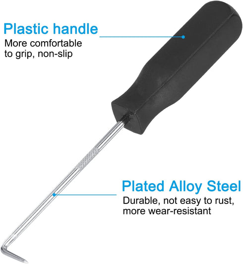 PATIKIL O-Ring 90 Degree Pick 142mm, Oil Seal Gasket Precision Screwdriver Puller Remover Removal Tool, Black...