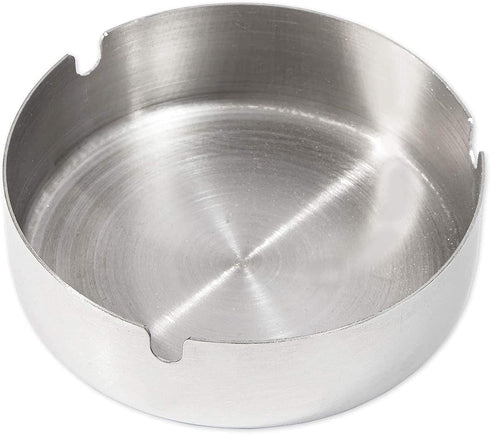 Juvale 5 Pack Stainless Steel Ashtrays for Cigarettes, Outdoor, and Indoor - Round Patio Ashtray - 3 Slots Each (4 x 4 x 1.2 In Ash Trays)...