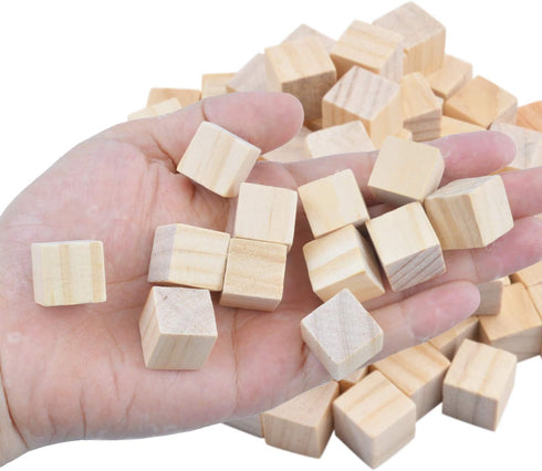 Wood Cubes,100pcs Square Blocks Unfinished Cubic Wooden for Math Counting Craft Childlike Game - 1.5CM...