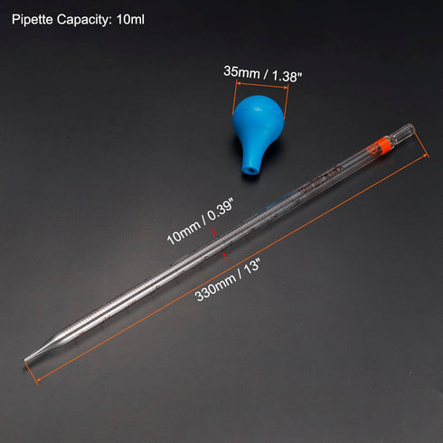 PATIKIL Graduated Dropper Pipettes Kit, 10ml Borosilicate Glass Pipette with Rubber Cap for Transfer Liquid for Lab, Chemistry, Clear...