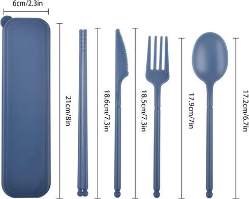 Reusable Utensils Set with Case, Eco-Friendly Bpa Free Plastic Travel Utensils, 1 Sets Plastic Spoons and Forks Set Plastic Cutlery Set for Lunch ...