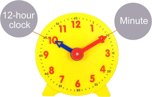 PATIKIL 4 inch Teaching Clock, 2 Pack Learn Clock Learning Tell Time Analog Clock Demonstration Clock 12 Hour 2 Pointers for Classroom Teacher, Ye...