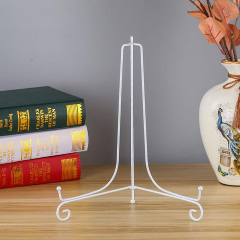 Artliving (2 pack 12" Iron Large Plate Stand, White Iron Easel Picture Frame Display Photo Holder Stand, Displays Picture Frames, Cookbooks, Decor...