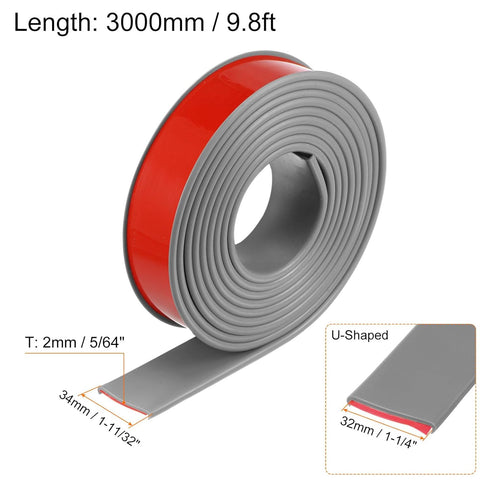 U-Shape Edge Banding 1-1/4" x 9.8ft (32mm x 3000mm) Self Adhesive TPE Flexible Veneer Edging Edge Protector for Furniture Cabinet Table Repair, Gr...