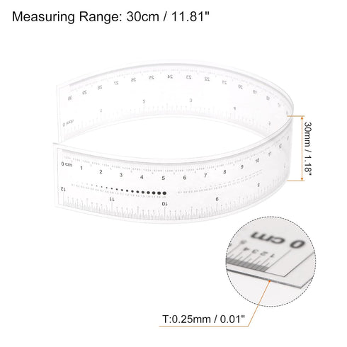 Film Flexible Ruler 12 Inch 0.1mm Scale PET Plastic Covered Thickened Folding Straight Ruler Calibration Soft Ruler Measuring Tool for Factory, Tr...