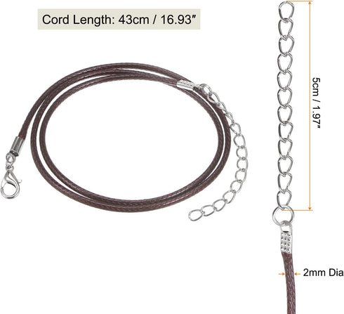 10pcs Waxed Necklace Cord Bulk, 16 Inches and 2mm Dia Necklace String Rope with Clasp for Pendants, Bracelets, Necklaces, Jewelry Making Beading S...