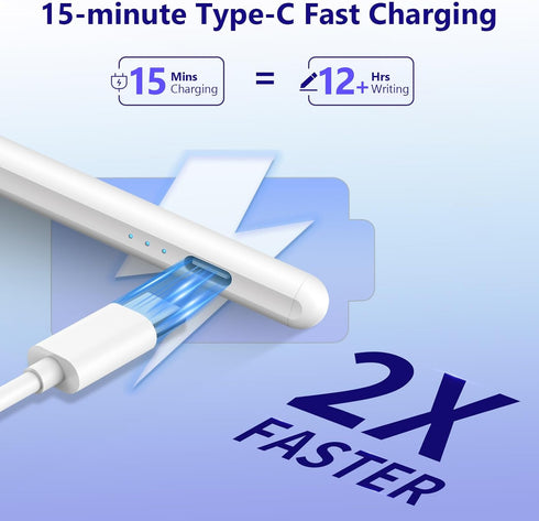 iPad Pencil, Apple Pencil Stylus Pen for iPad10/9/8/7/6, iPad Air 5/4/3, iPad Pro(11/12.9), iPad Mini 6/5, 15Mins Fast Charge Palm Rejection & Til...