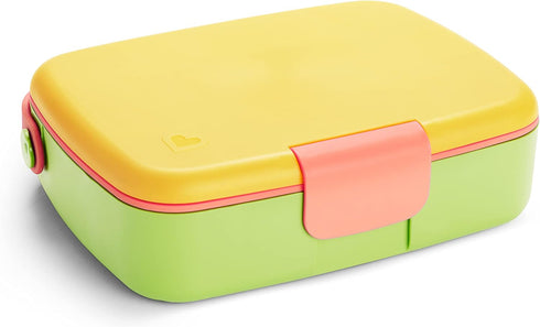 Munchkin Lunch Bento Box for Kids and Toddlers, Includes Stainless Steel Utensils, BPA-Free, 18 Months and Up, Pink/Green/Yellow...