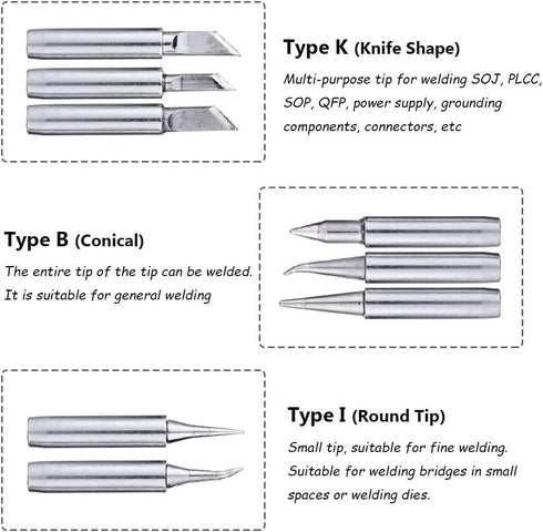 Mesee 17Pcs Soldering Iron Tips Kit 900M Lead-Free Solder Iron Tip Welding Replacement Accessories for Hakko, Radio Shack, TENMA, ATTEN, Quick, Ao...