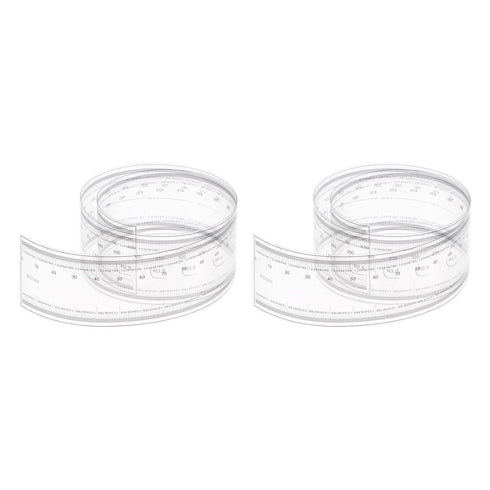 2pcs Film Flexible Ruler 50cm 0.1mm Scale with R Angle & Width Lines PET Plastic Folding Straight Ruler Calibration Soft Ruler Measuring Tool for ...