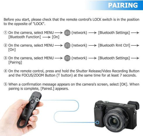 JJC Wireless Bluetooth Remote Control Replaces Sony RMT-P1BT for Sony A7R5 A7M4 ZV-E1 ZV-1F ZV-1 II ZV1 ZV-E10 FX30 A1 A7C II A7CII A6700 A6600 A6...
