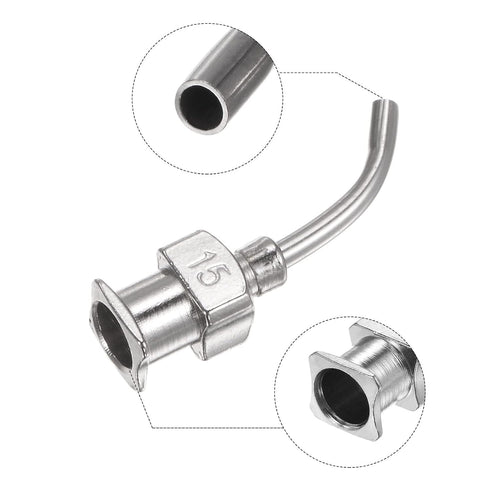 12pcs Dispensing Needles, 15 Gauge 1/2" Stainless Steel Blunt Tip 45 Degrees Bent Dispensing Needles with Luer Lock Connector for Ink Cartridges,G...