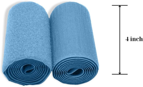 4 Inch Light Blue Sew on Hook and Loop Tape Non-Adhesive 1 Yd Length Light Blue Nylon Hook and Loop Sheets Soft Fabric Fastener Rolls for Bags Clo...