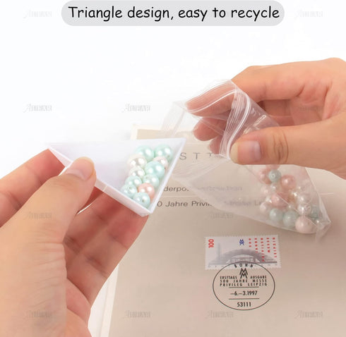 AUEAR, Bead Sorting Trays Plastic Nail Art Plates for DIY Craft Jewelry Project (White, 30 Pack Triangle)...