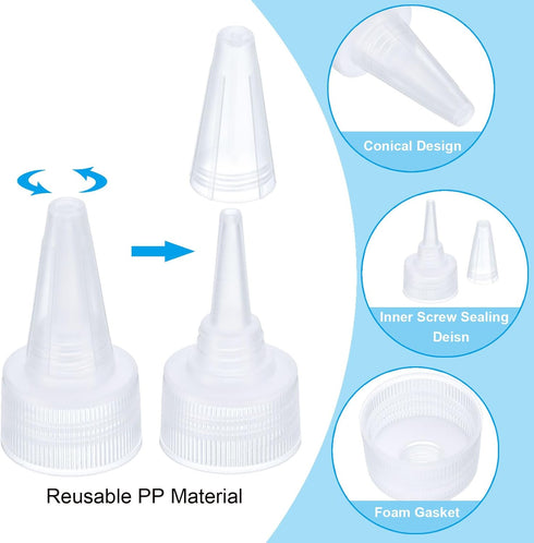 PATIKIL 24/410 Twist Bottle Caps, 15Pcs Plastic Ribbed Edge Squeeze Bottle Replacement Caps with Foam Gasket for Paint Lids Glue Dispensing Bottle...