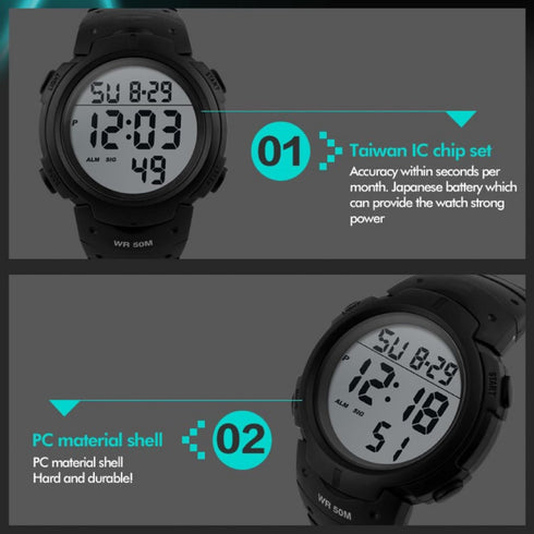 Mens Digital Sports Watch LED Screen Large Face Military Watches for Men Waterproof Casual Luminous Stopwatch Alarm Simple Army Watch...