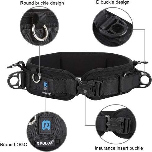 PULUZ Multi-Function Camera Waist Belt for SLR/DSLR Cameras, Adjustable Camera Waist Strap with Hook for Hanging Photography Accessories Fit for O...