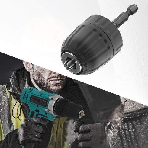 Mesee 0.8-10mm Keyless Drill Chuck Adapter 3/8-24UNF Mount Thread Impact Chuck Converter, Quick Release Conversion Tool with 1/4 Inch Hex Shank...