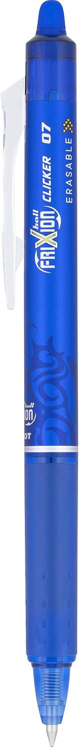 Pilot Frixion Erasable Pens - 6 Pack of Blue Ink Pens + 4 Bonus Refills - Frixion Clicker Erasable Pens Retractable Gel Ink Pen - Fine Point 0.7 m...