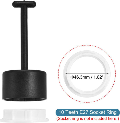 PATIKIL E27 Lamp Shade Socket Ring Removal Tool, 1 Pack Medium Base Threaded Shade Holder Rings Replacement Tool 10 Teeth...