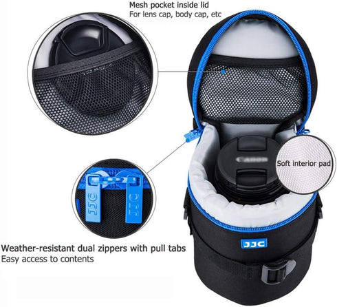 JJC Camera Lens Pouch Case for Canon EF 50mm f1.2 EF 24-70mm EF 70-300mm Tamron SP 70-300mm & More, Zipper Polyester Lens Protective Bag Interior ...