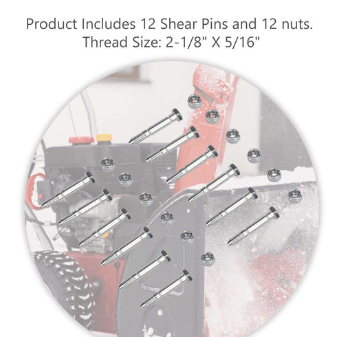 (12 Set of) 51001500 5/16" Snow Blower Shear Bolts & Nuts Compatible with Ariens ST1032 ST1028 ST824 ST828 Snow Thrower Auger, Replaces 510015, AM...